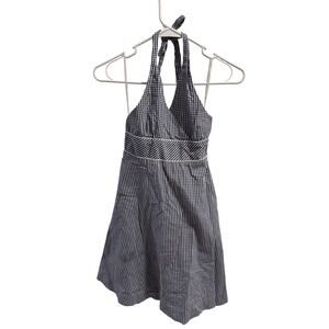 American Living Girls Navy Blue Gingham Halter Dress 10 Cotton Summer A-Line